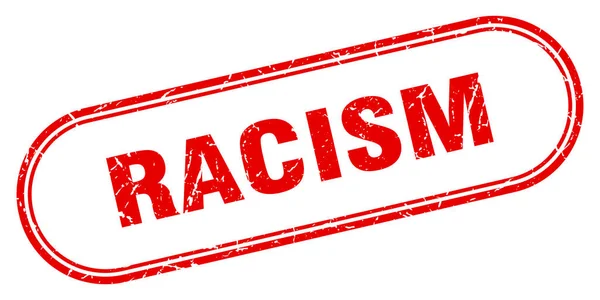 Racisme Stempel Afgeronde Grunge Teken Witte Achtergrond — Stockvector