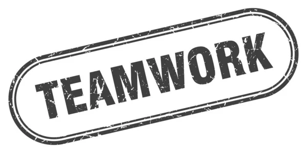 Teamwork Stempel Afgeronde Grunge Teken Witte Achtergrond — Stockvector