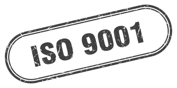 Iso 9001 Stämpel Rundad Grunge Tecken Vit Bakgrund — Stock vektor