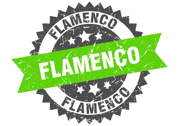 Sello Flamenco Signo Grunge Redondo Con Cinta — Archivo Imágenes Vectoriales