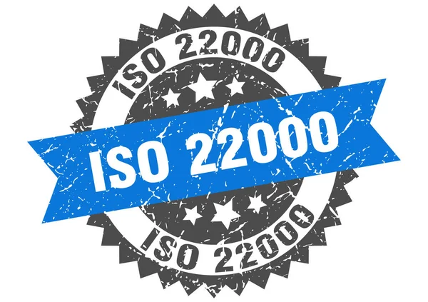 Iso 22000 Stamp Grunge Sign Ribbon — Stock Vector