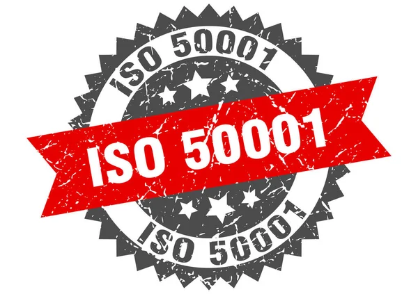 Iso 50001 Stamp Grunge Sign Ribbon — Stock Vector