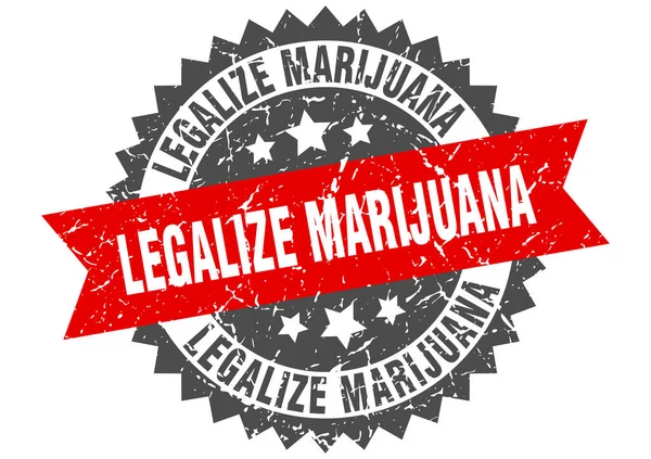 Marihuana Legalisieren Rundes Grunge Schild Mit Schleife — Stockvektor
