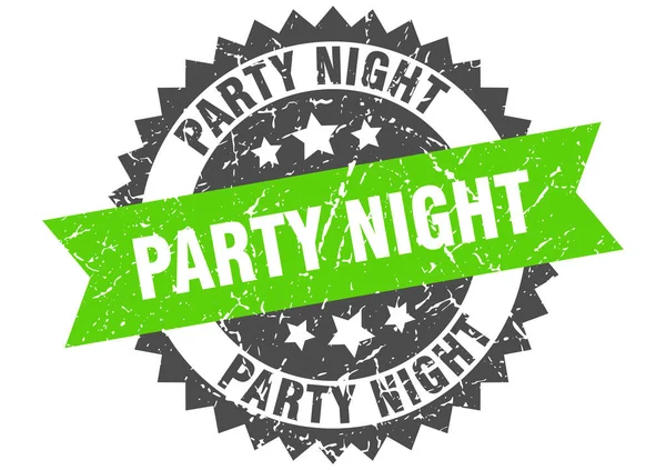 Party Night Stamp Grunge Sign Ribbon — Stock Vector