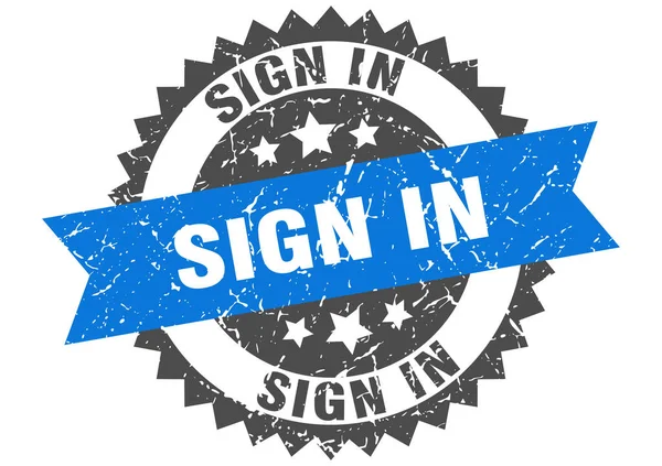 Podpisz Pieczątkę Okrągły Znak Grunge Wstążką — Wektor stockowy