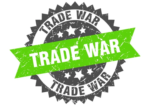 貿易戦争スタンプ リボン付きの丸グランジサイン — ストックベクタ