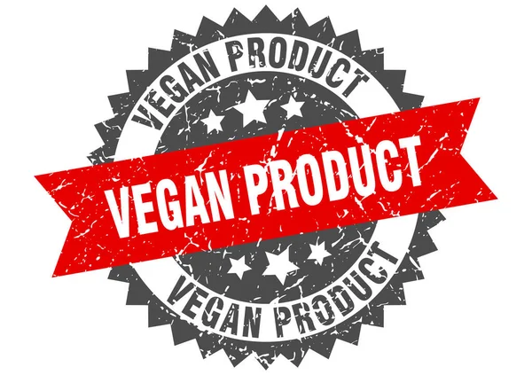 Sello Producto Vegano Signo Grunge Redondo Con Cinta — Vector de stock