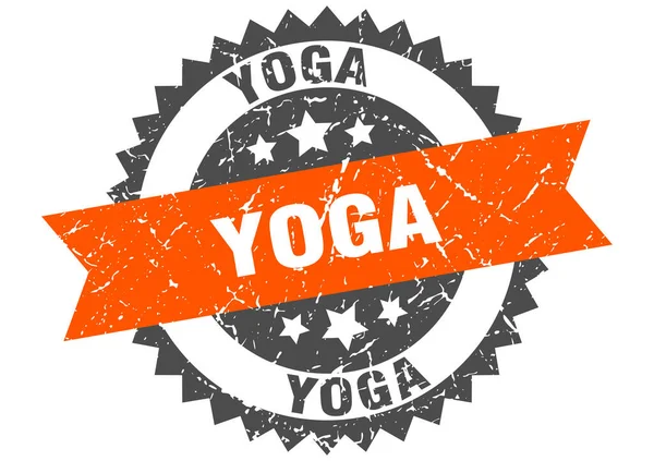 Yoga Stamp Grunge Sign Ribbon — Stock Vector