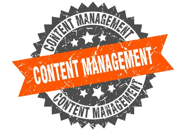 Content Management Stempel Ronde Grunge Bord Met Lint — Stockvector