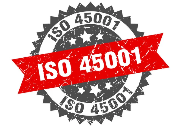 Iso 45001 Stamp Grunge Sign Ribbon — Stock Vector