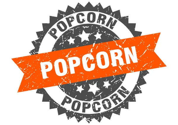 Popcorn Stempel Ronde Grunge Bord Met Lint — Stockvector
