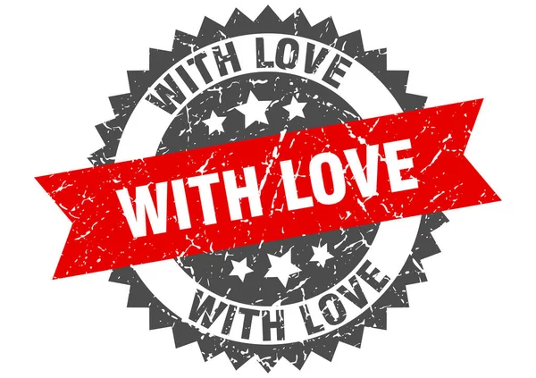 Love Stamp Grunge Sign Ribbon — Stock Vector