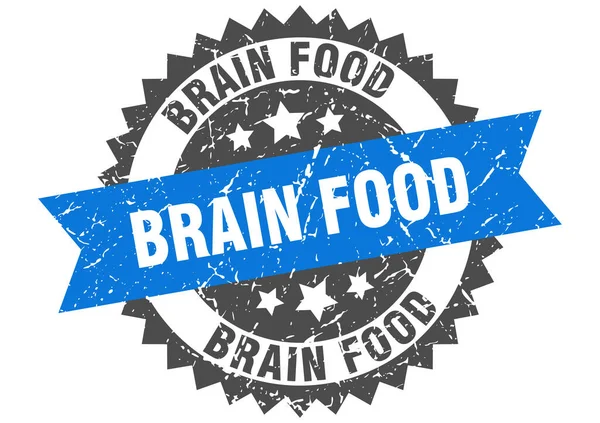 Σφραγίδα Εγκεφαλικής Τροφής Στρογγυλό Grunge Υπογράψει Κορδέλα — Διανυσματικό Αρχείο