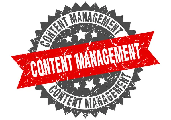 Content Management Stempel Ronde Grunge Bord Met Lint — Stockvector