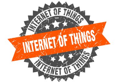 Nesnelerin interneti. Kurdeleli yuvarlak grunge işareti