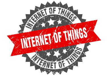 Nesnelerin interneti. Kurdeleli yuvarlak grunge işareti