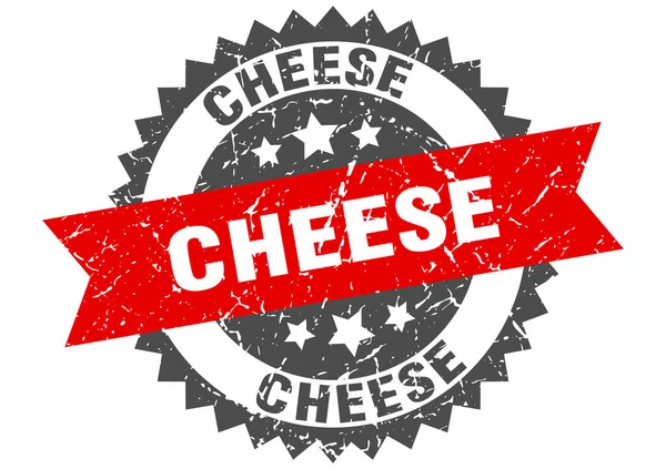 奶酪邮票 圆形的带有缎带的磨擦标志 — 图库矢量图片