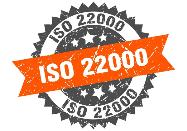 Iso 22000 Stamp Grunge Sign Ribbon — Stock Vector