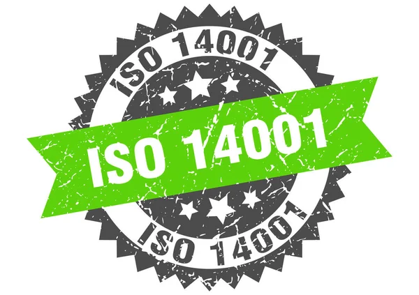 Iso 14001 Stamp Grunge Sign Ribbon — Stock Vector