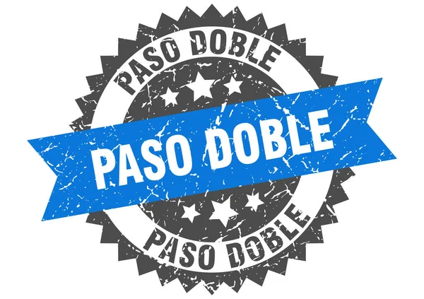 Paso Doble Sello Signo Grunge Redondo Con Cinta — Vector de stock