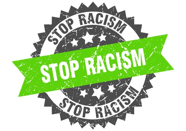 Остановить Расизм Круглый Гранж Знак Лентой — стоковый вектор