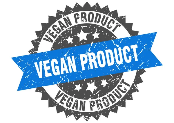 Sello Producto Vegano Signo Grunge Redondo Con Cinta — Vector de stock