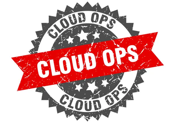 Cloud Ops Stämpel Rund Grunge Tecken Med Band — Stock vektor