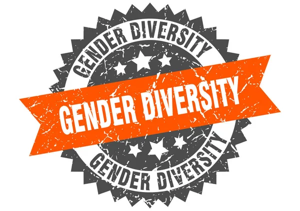 性別多様性スタンプ リボン付きの丸グランジサイン — ストックベクタ
