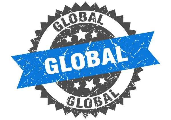 Global Stamp Grunge Sign Ribbon — Stock Vector