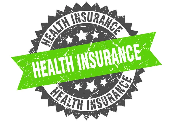 Health Insurance Stamp Grunge Sign Ribbon — Stock Vector