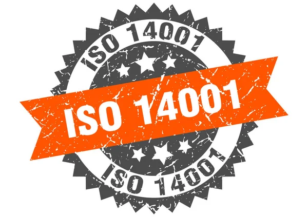 Iso 14001 Stämpel Rund Grunge Tecken Med Band — Stock vektor