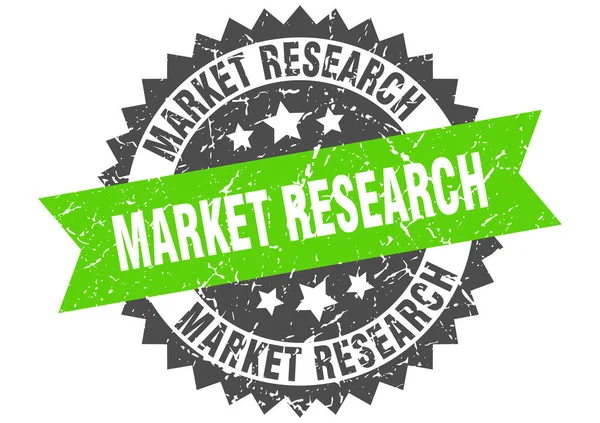Марка Исследования Рынка Круглый Гранж Знак Лентой — стоковый вектор
