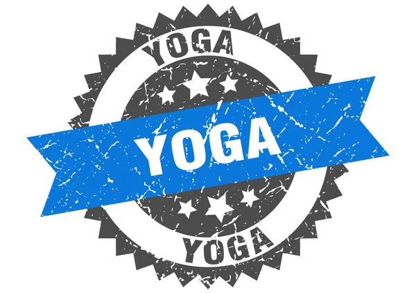 Yoga Stempel Rundes Grunge Schild Mit Schleife — Stockvektor