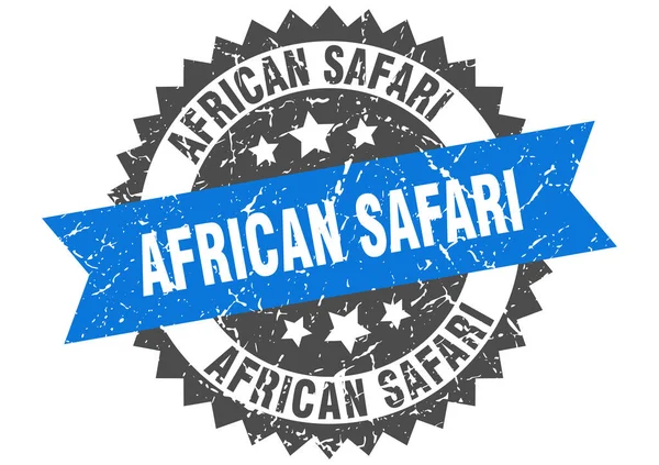 Sello Safari Africano Signo Grunge Redondo Con Cinta — Archivo Imágenes Vectoriales