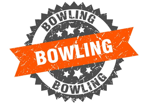 Bowlingmarke Rundes Grunge Schild Mit Schleife — Stockvektor