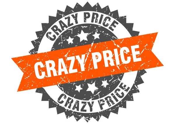 Çılgın Fiyat Etiketi Kurdeleli Yuvarlak Grunge Işareti — Stok Vektör