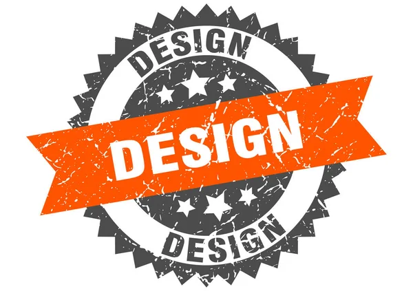 Timbro Design Segno Grunge Rotondo Con Nastro — Vettoriale Stock