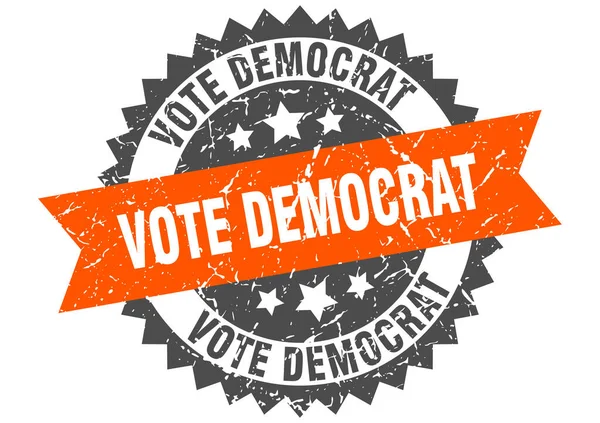 Vote Democrat Stamp Grunge Sign Ribbon — Stock Vector