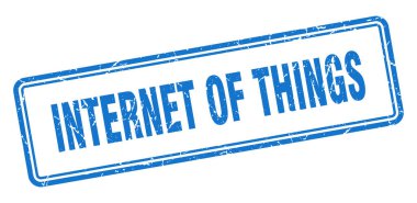 Nesnelerin interneti. Kare grunge işareti beyaz arkaplanda izole edildi