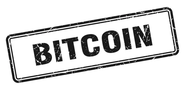 Selo Bitcoin Sinal Grunge Quadrado Isolado Fundo Branco — Vetor de Stock
