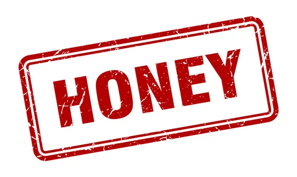 Honing Stempel Vierkante Grunge Teken Geïsoleerd Witte Achtergrond — Stockvector