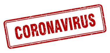 Coronavirus pulu. Kare grunge işareti beyaz arkaplanda izole edildi
