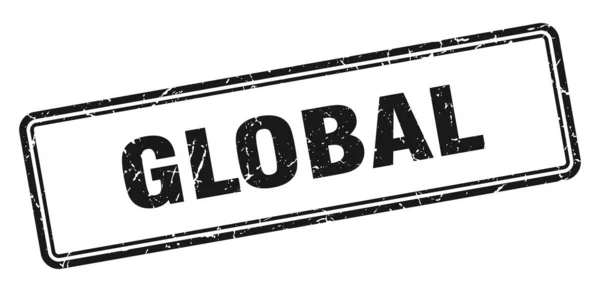 Carimbo Global Sinal Grunge Quadrado Isolado Fundo Branco — Vetor de Stock