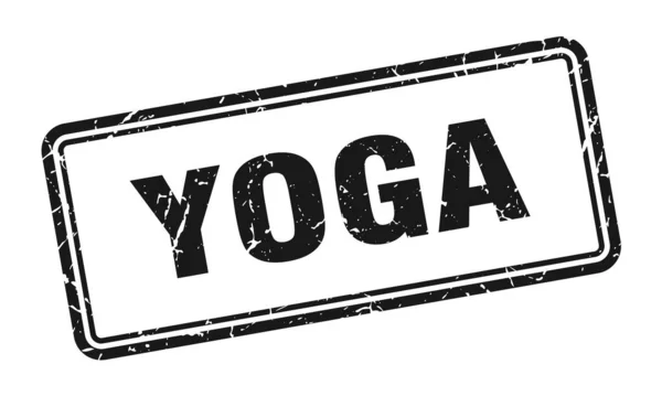Yoga Pulu Kare Grunge Işareti Beyaz Arkaplanda Izole Edildi — Stok Vektör