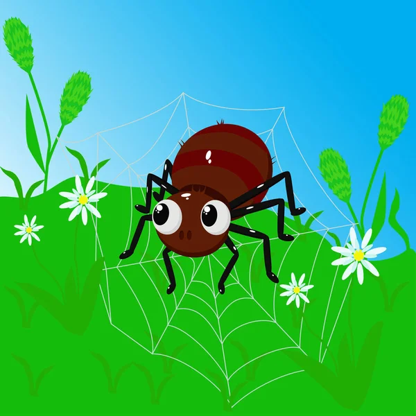 Spider Web Grass Vector Illustration Eps — Stock Vector