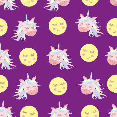 tek boynuzlu at ve güneş - vektör çizim, ES'lerin seamless modeli