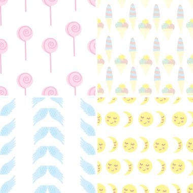 elemanları tek boynuzlu at - vektör çizim, eps için dikişsiz desen ayarla