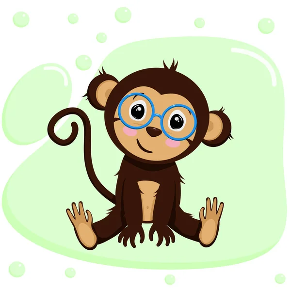 Poster Mit Süßem Affenjungen Vektor Illustration Folge — Stockvektor