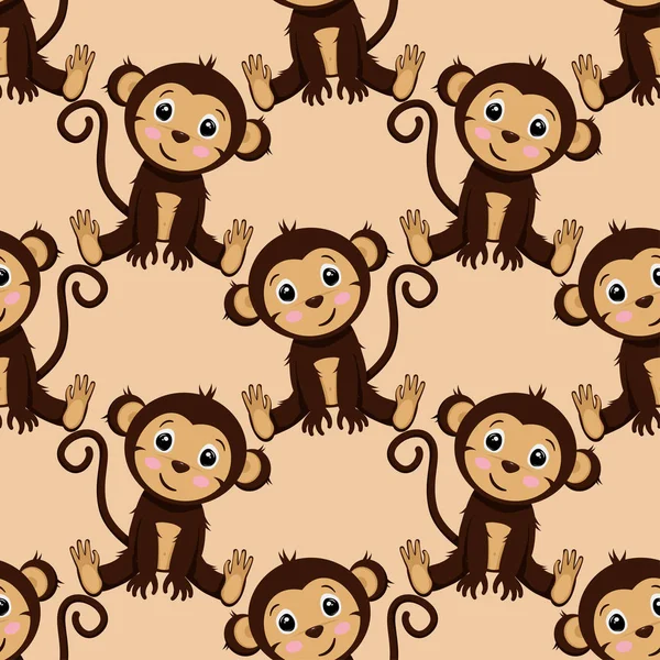 Wzór Monkey Liści Ilustracja Wektorowa Eps — Wektor stockowy