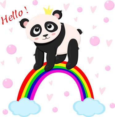 Prenses panda vektör, illüstrasyon, eps rainbow - Tarih